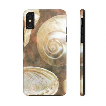 Case Mate Tough Cell Phone Cover Sea Shells Seashell Ocean Grey Silver Beige Sand Art Print Old Antique Vintage