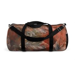 Duffel Bag Colorful Leaves Leaf Print Grey Beige Cream Brown Nature Art Print Old Antique Vintage