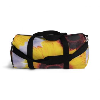 Duffel Bag Sunflowers Flower Art Print Old Antique Vintage Blue Yellow Brown