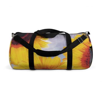 Duffel Bag Sunflowers Flower Art Print Old Antique Vintage Blue Yellow Brown