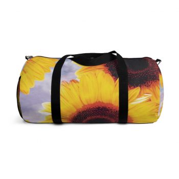 Duffel Bag Sunflowers Flower Art Print Old Antique Vintage Blue Yellow Brown