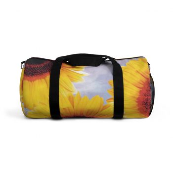 Duffel Bag Sunflowers Flower Art Print Old Antique Vintage Blue Yellow Brown