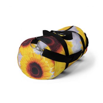 Duffel Bag Sunflowers Flower Art Print Old Antique Vintage Blue Yellow Brown