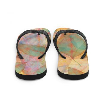 Flip-Flops Colorful Leaves Leaf Blue Pink Beige Cream Brown Art Print Old Antique Vintage