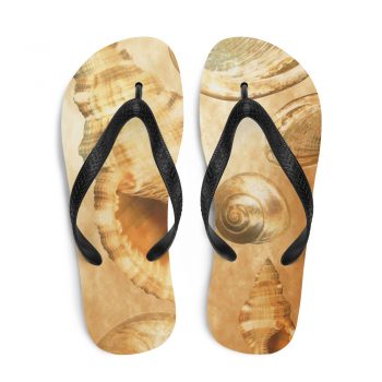 Flip-Flops Sea Shells Seashells Ocean Cream Beige Brown Gold Art Print Old Antique Vintage