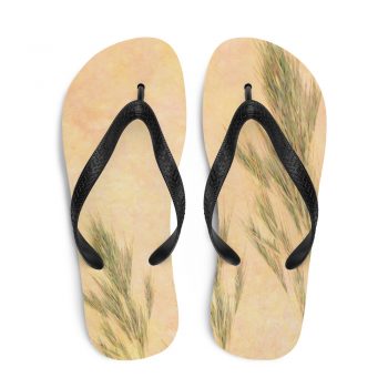 Flip-Flops Wheat Field Green Beige Landscape Nature Art Print Old Antique Vintage