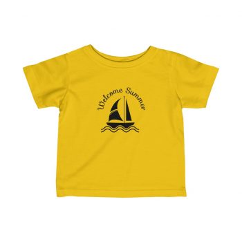 Infant Fine Jersey Tee T-Shirt Several Colors -  Welcome Summer - Sailboat