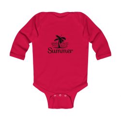 Infant Long Sleeve Body Suit Baby Onesie Several Colors - Summer Palm Tree