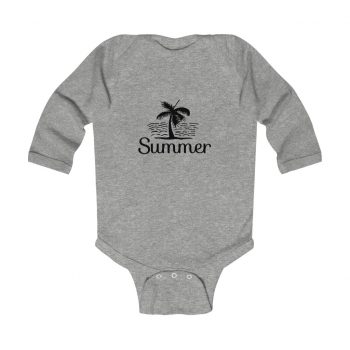 Infant Long Sleeve Body Suit Baby Onesie Several Colors - Summer Palm Tree