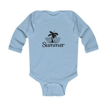 Infant Long Sleeve Body Suit Baby Onesie Several Colors - Summer Palm Tree