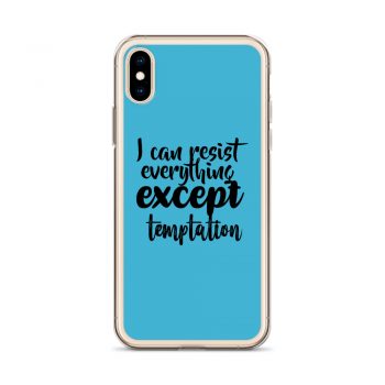 iPhone Phone Case Cover Blue - I can resist everything except temptation