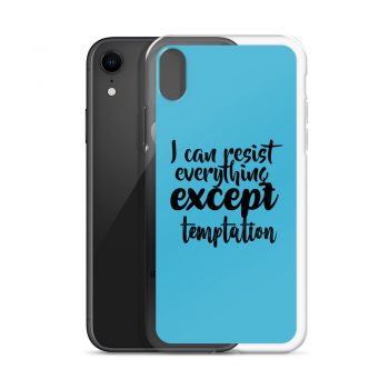 iPhone Phone Case Cover Blue - I can resist everything except temptation