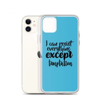 iPhone Phone Case Cover Blue - I can resist everything except temptation