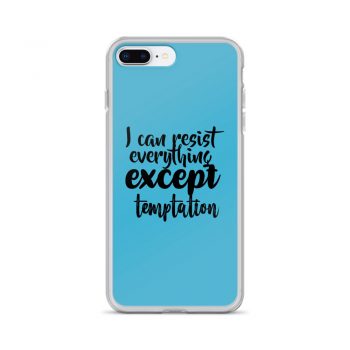 iPhone Phone Case Cover Blue - I can resist everything except temptation