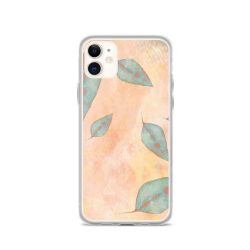 iPhone Phone Case Cover Colorful Blue Leaves Leaf Beige Cream Coral Brown Art Print Old Antique Vintage