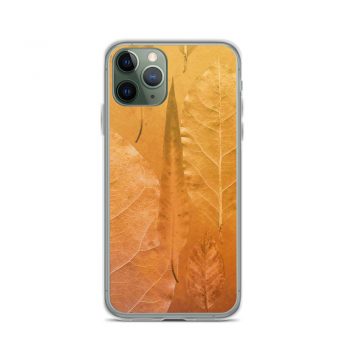 iPhone Phone Case Cover Golden Brown Leaf Print Beige Gold Nature Art Print Old Antique Vintage