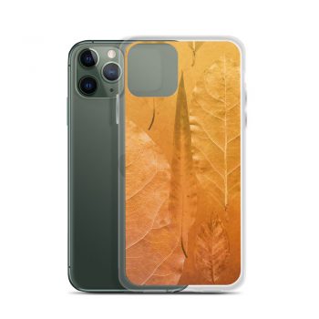 iPhone Phone Case Cover Golden Brown Leaf Print Beige Gold Nature Art Print Old Antique Vintage