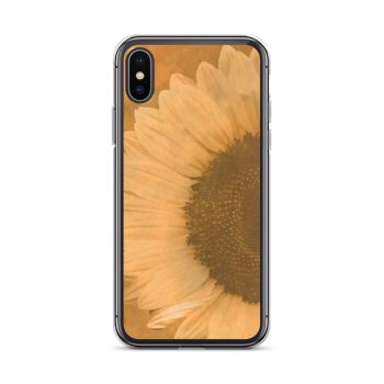 iPhone Phone Case Cover Large Sunflower Flower Art Print Old Antique Vintage Beige Yellow Brown