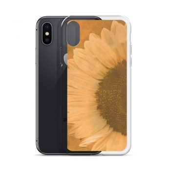 iPhone Phone Case Cover Large Sunflower Flower Art Print Old Antique Vintage Beige Yellow Brown