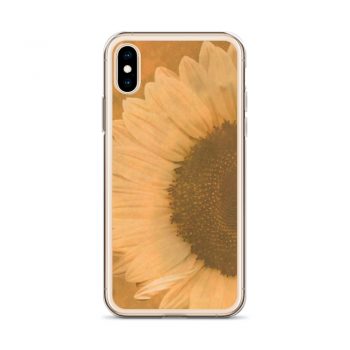 iPhone Phone Case Cover Large Sunflower Flower Art Print Old Antique Vintage Beige Yellow Brown