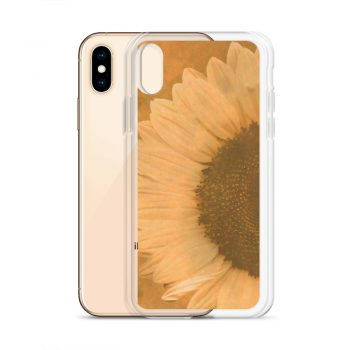 iPhone Phone Case Cover Large Sunflower Flower Art Print Old Antique Vintage Beige Yellow Brown