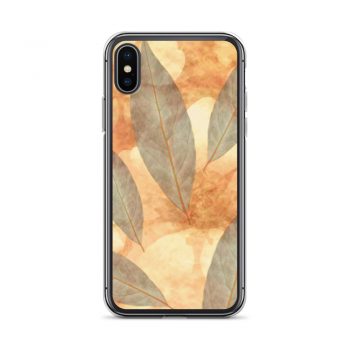 iPhone Phone Case Cover Leaves Leaf Print Blue Beige Cream Nature Art Print Old Antique Vintage