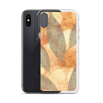 iPhone Phone Case Cover Leaves Leaf Print Blue Beige Cream Nature Art Print Old Antique Vintage