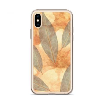 iPhone Phone Case Cover Leaves Leaf Print Blue Beige Cream Nature Art Print Old Antique Vintage