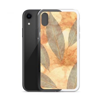 iPhone Phone Case Cover Leaves Leaf Print Blue Beige Cream Nature Art Print Old Antique Vintage