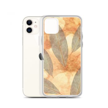 iPhone Phone Case Cover Leaves Leaf Print Blue Beige Cream Nature Art Print Old Antique Vintage