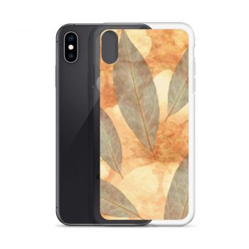 iPhone Phone Case Cover Leaves Leaf Print Blue Beige Cream Nature Art Print Old Antique Vintage