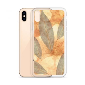 iPhone Phone Case Cover Leaves Leaf Print Blue Beige Cream Nature Art Print Old Antique Vintage