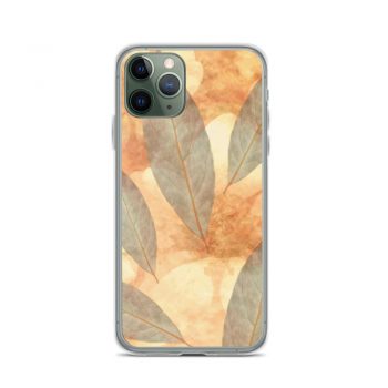 iPhone Phone Case Cover Leaves Leaf Print Blue Beige Cream Nature Art Print Old Antique Vintage