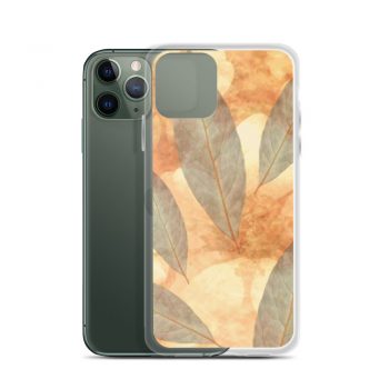 iPhone Phone Case Cover Leaves Leaf Print Blue Beige Cream Nature Art Print Old Antique Vintage