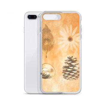 iPhone Phone Case Cover Pine Cone Leaf Shell Flower Print Beige Gold Brown Nature Art Print Old Antique Vintage