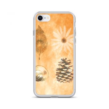 iPhone Phone Case Cover Pine Cone Leaf Shell Flower Print Beige Gold Brown Nature Art Print Old Antique Vintage