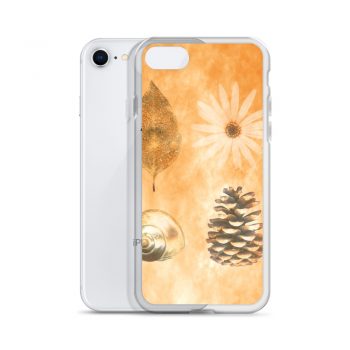 iPhone Phone Case Cover Pine Cone Leaf Shell Flower Print Beige Gold Brown Nature Art Print Old Antique Vintage