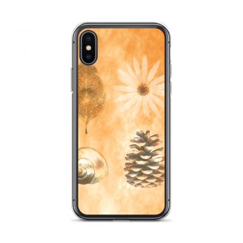 iPhone Phone Case Cover Pine Cone Leaf Shell Flower Print Beige Gold Brown Nature Art Print Old Antique Vintage