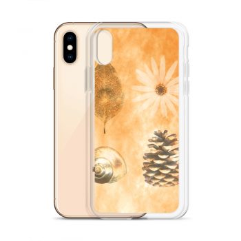 iPhone Phone Case Cover Pine Cone Leaf Shell Flower Print Beige Gold Brown Nature Art Print Old Antique Vintage