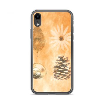 iPhone Phone Case Cover Pine Cone Leaf Shell Flower Print Beige Gold Brown Nature Art Print Old Antique Vintage