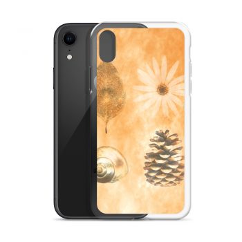 iPhone Phone Case Cover Pine Cone Leaf Shell Flower Print Beige Gold Brown Nature Art Print Old Antique Vintage