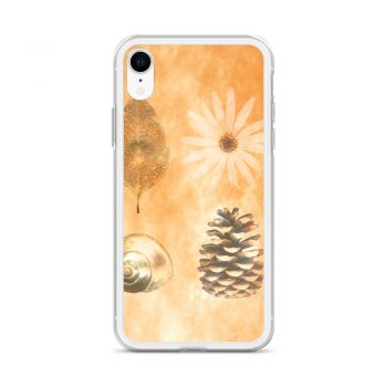 iPhone Phone Case Cover Pine Cone Leaf Shell Flower Print Beige Gold Brown Nature Art Print Old Antique Vintage