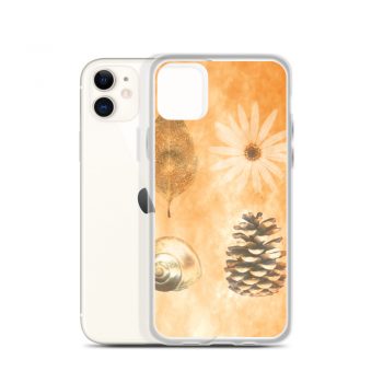 iPhone Phone Case Cover Pine Cone Leaf Shell Flower Print Beige Gold Brown Nature Art Print Old Antique Vintage