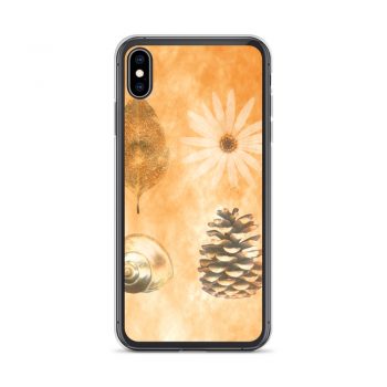 iPhone Phone Case Cover Pine Cone Leaf Shell Flower Print Beige Gold Brown Nature Art Print Old Antique Vintage