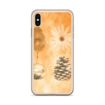 iPhone Phone Case Cover Pine Cone Leaf Shell Flower Print Beige Gold Brown Nature Art Print Old Antique Vintage