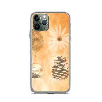 iPhone Phone Case Cover Pine Cone Leaf Shell Flower Print Beige Gold Brown Nature Art Print Old Antique Vintage