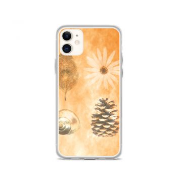 iPhone Phone Case Cover Pine Cone Leaf Shell Flower Print Beige Gold Brown Nature Art Print Old Antique Vintage