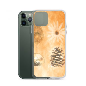 iPhone Phone Case Cover Pine Cone Leaf Shell Flower Print Beige Gold Brown Nature Art Print Old Antique Vintage