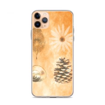 iPhone Phone Case Cover Pine Cone Leaf Shell Flower Print Beige Gold Brown Nature Art Print Old Antique Vintage