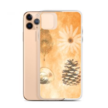 iPhone Phone Case Cover Pine Cone Leaf Shell Flower Print Beige Gold Brown Nature Art Print Old Antique Vintage